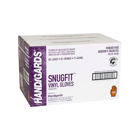 Handgards Handgards Snugfit Vinyl Powder Free Xx-Large Glove, PK1000 304362125